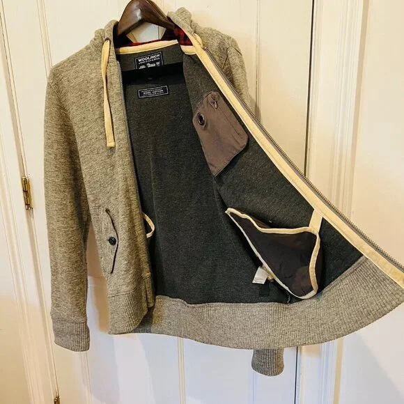 Woolrich Jacket Men's M Flannel Wool Cotton Blend Winter Coat Hoodie - Picture 3 of 16